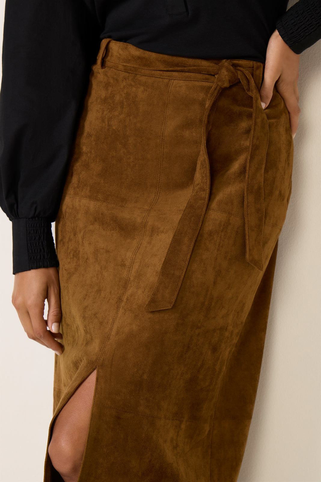 Paula Suede Midi Skirt