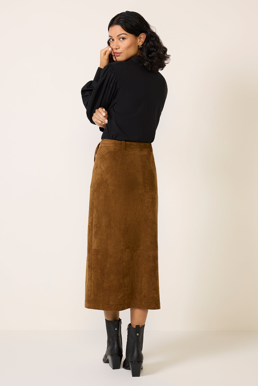 Paula Suede Midi Skirt