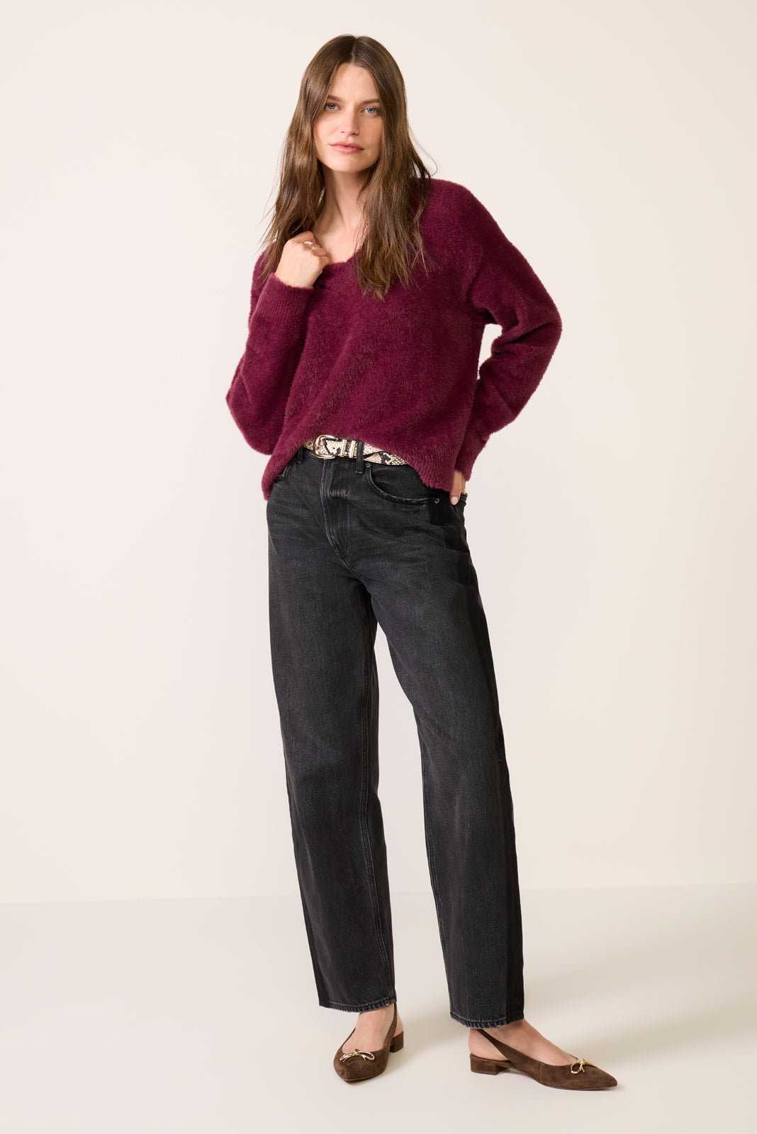 Piper V-neck Eyelash Sweater