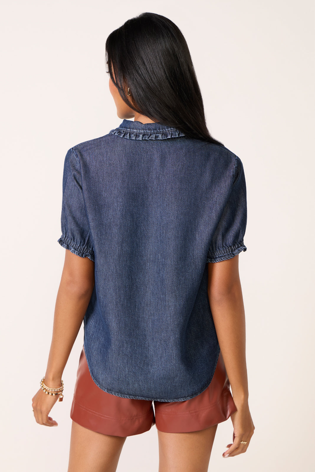 Ruffle Denim Shirt