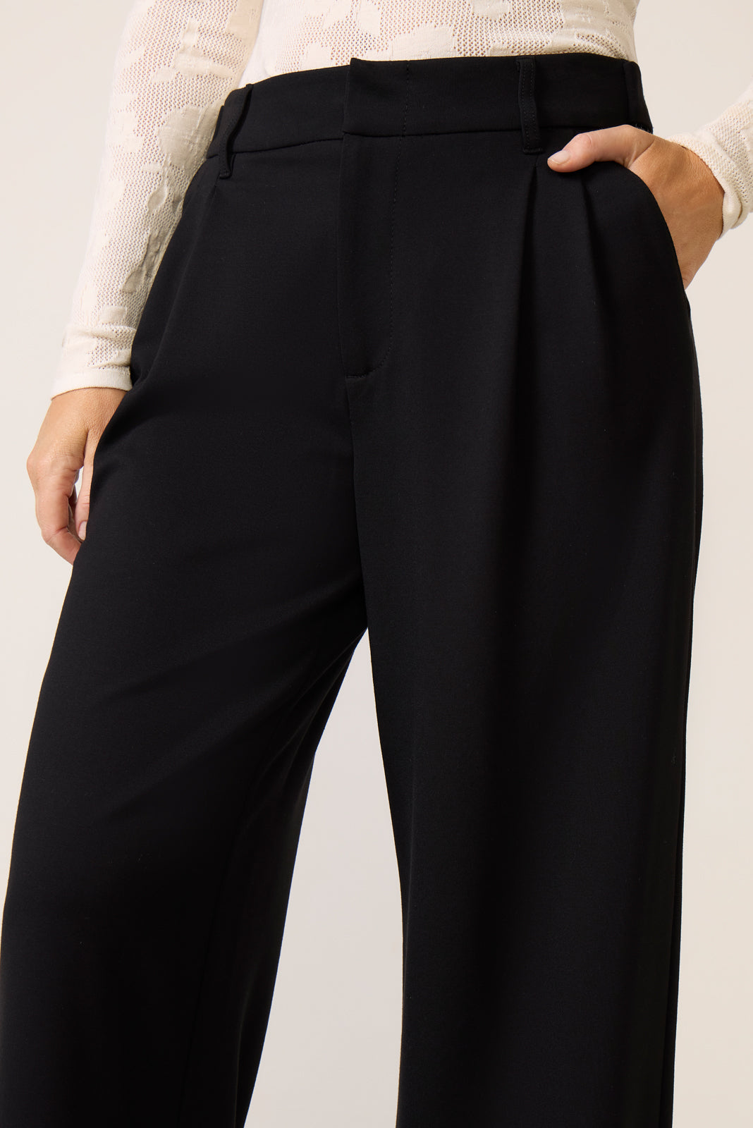 Cheryl Pleated Knit Wide Leg Trouser