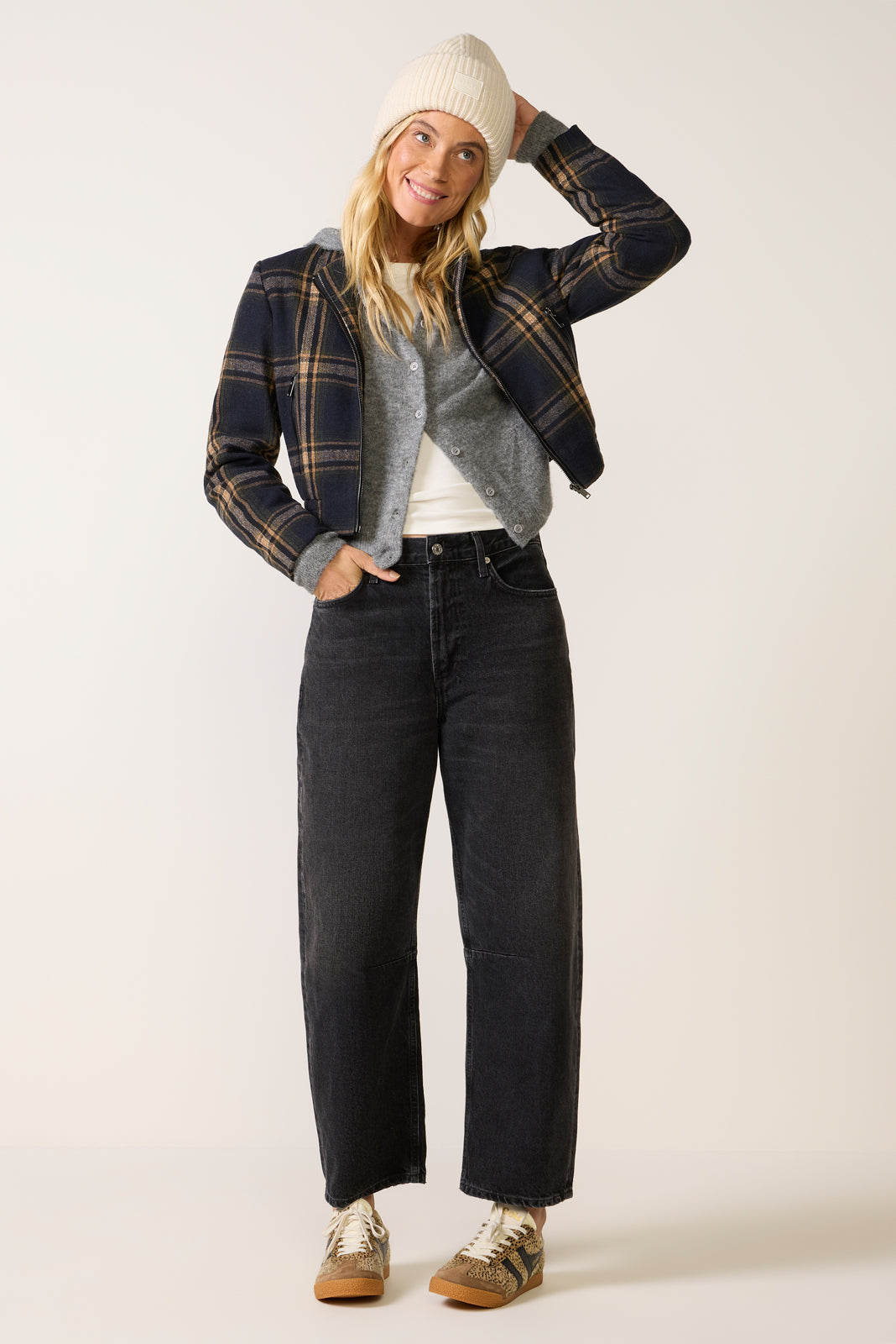 Billie Plaid Bomber