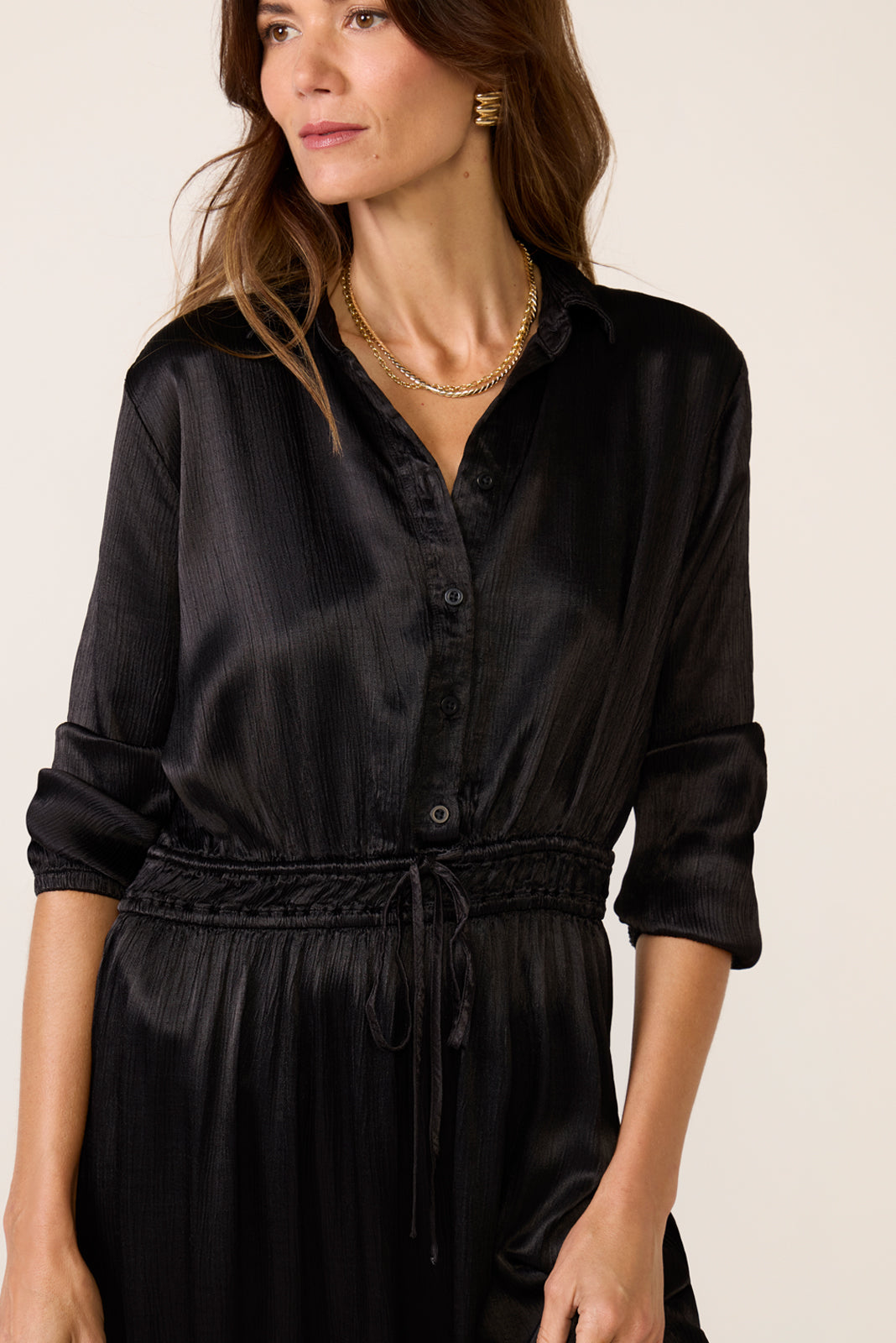 Satin Shirt Dress