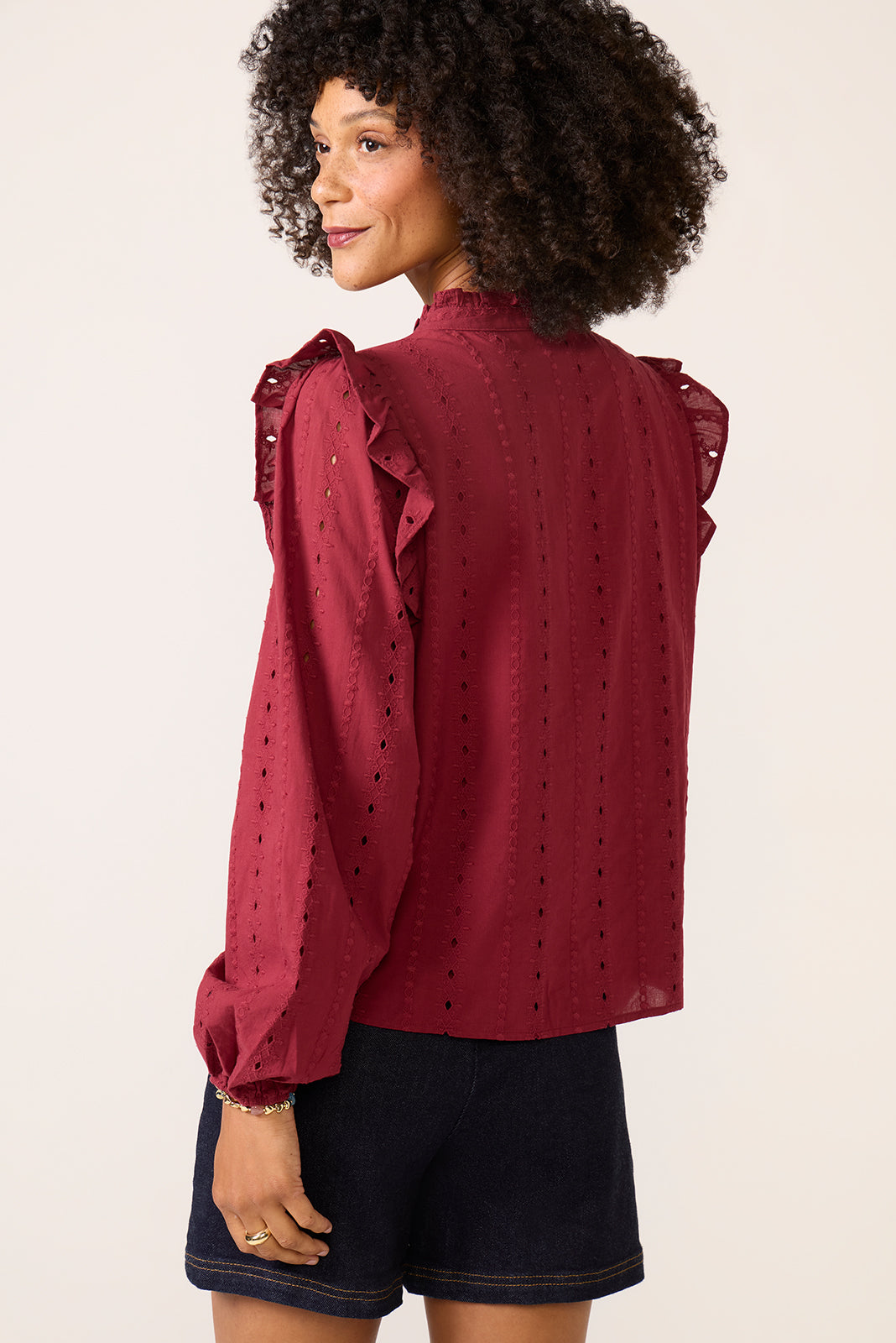 Lia Textured Ruffle Shirt