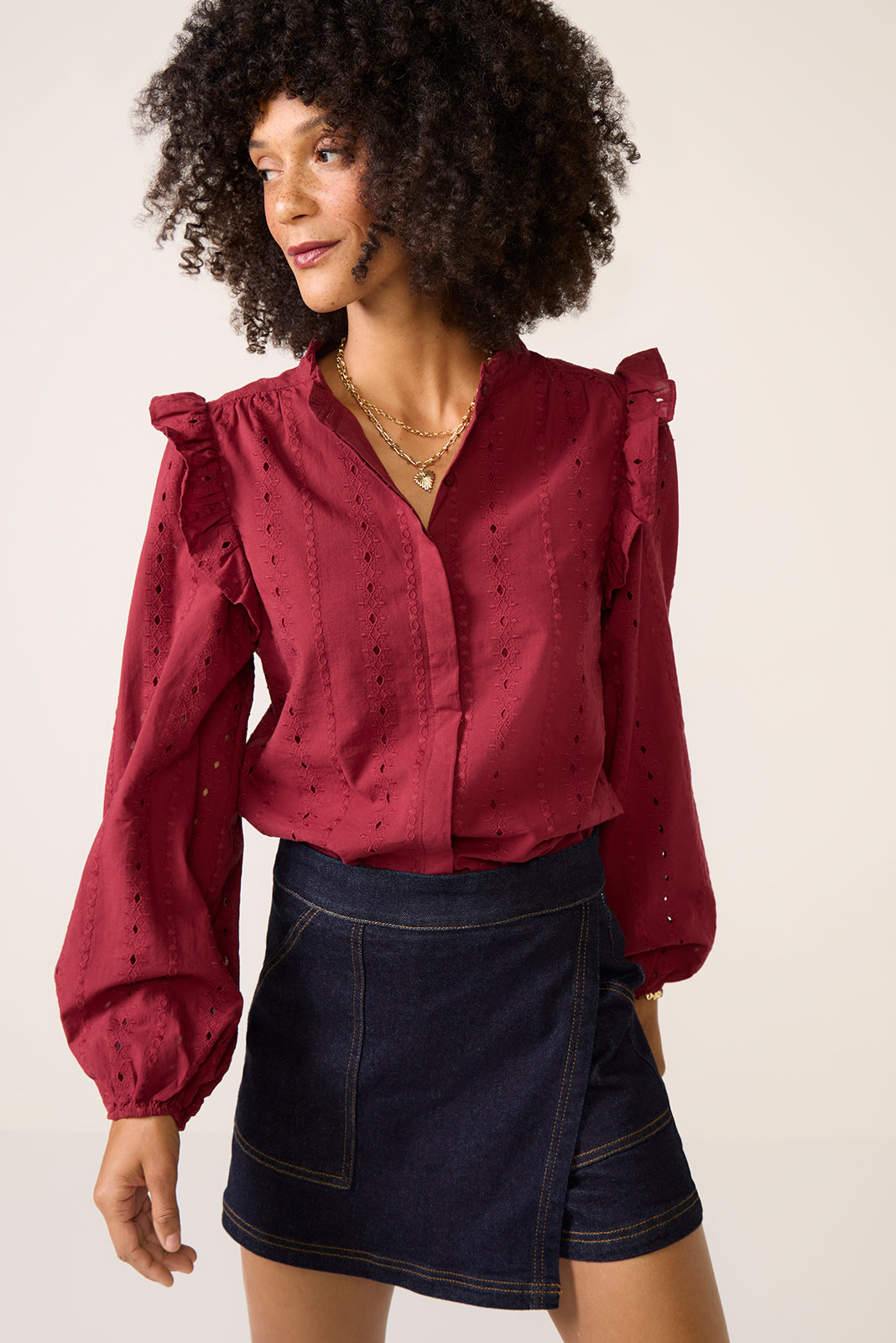 Lia Textured Ruffle Shirt