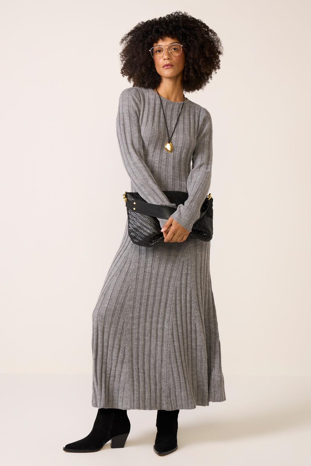 Babysoft Long Sleeve Midi Dress | French Connection | Dresses | Grey | L Babysoft Long Sleeve Midi Dress | French Connection | Dresses | Grey | L