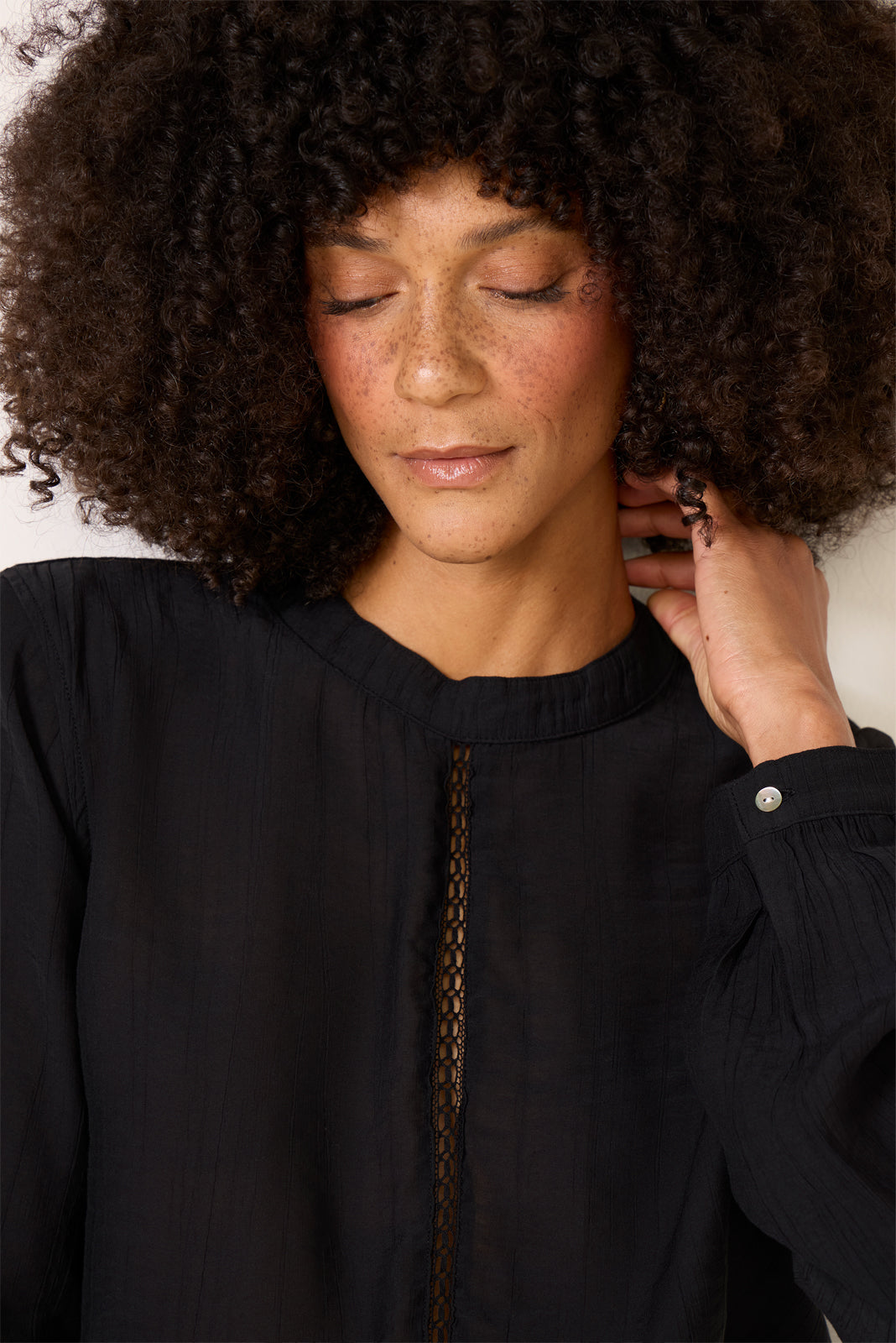 Ladder Lace Trim Blouse