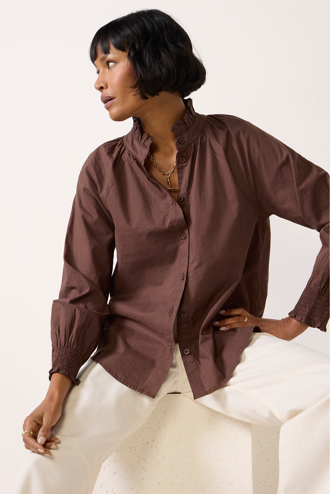 Ruffle Neck Shirt