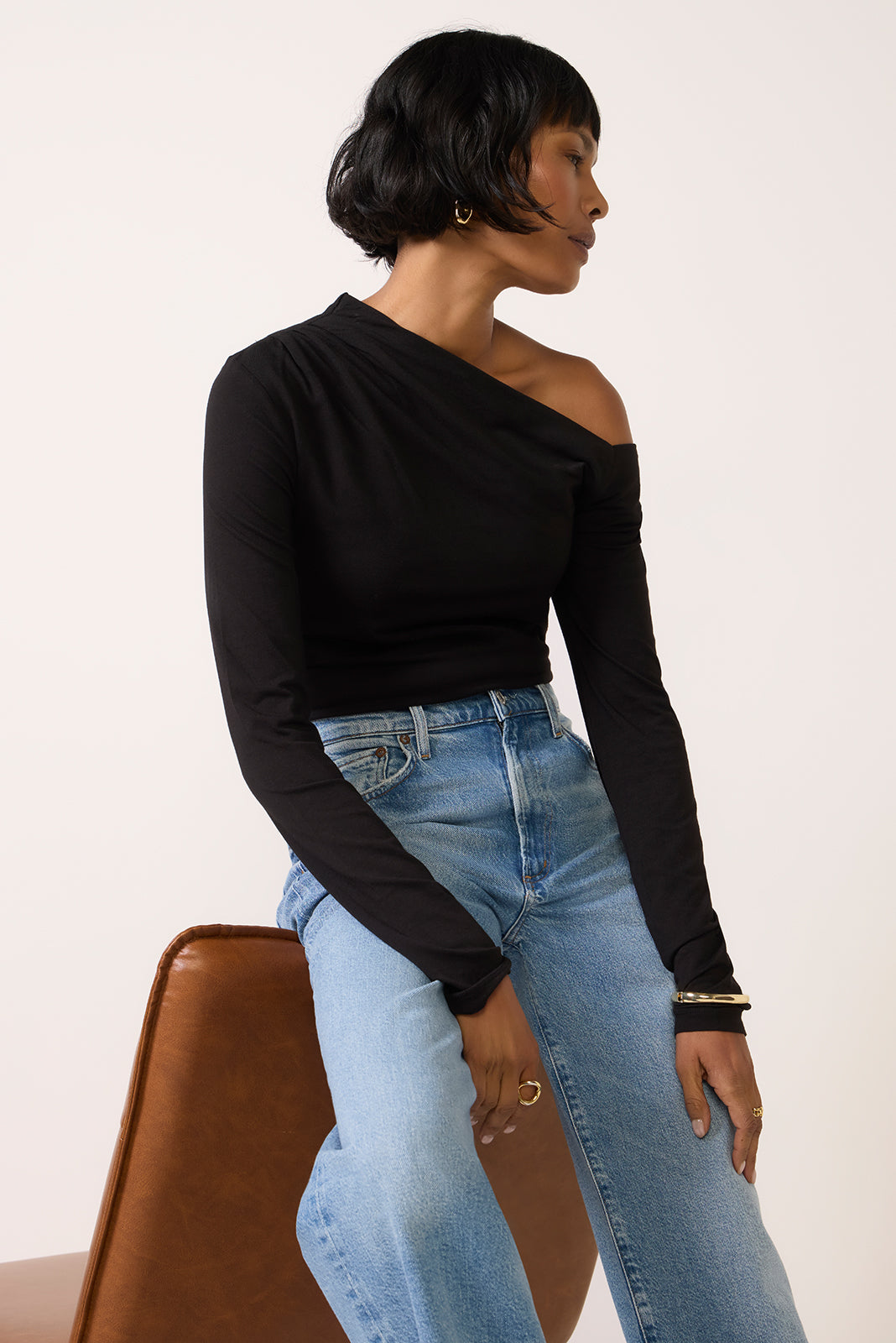 Off Shoulder Asymmetrical Gathered Top