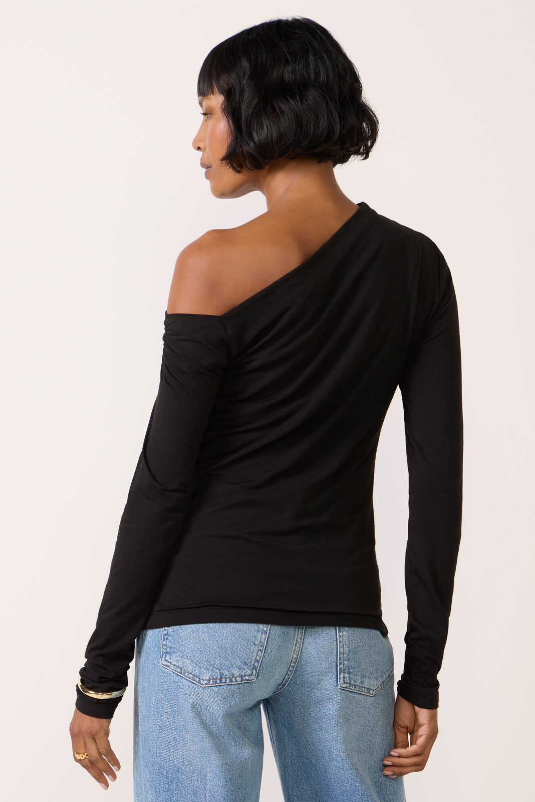 Off Shoulder Asymmetrical Gathered Top