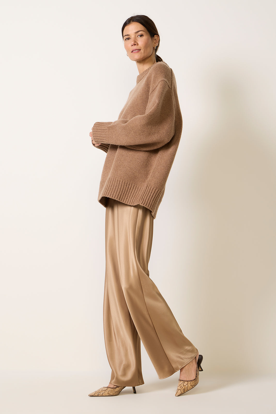 Gale Satin Mid Rise Bias Pant