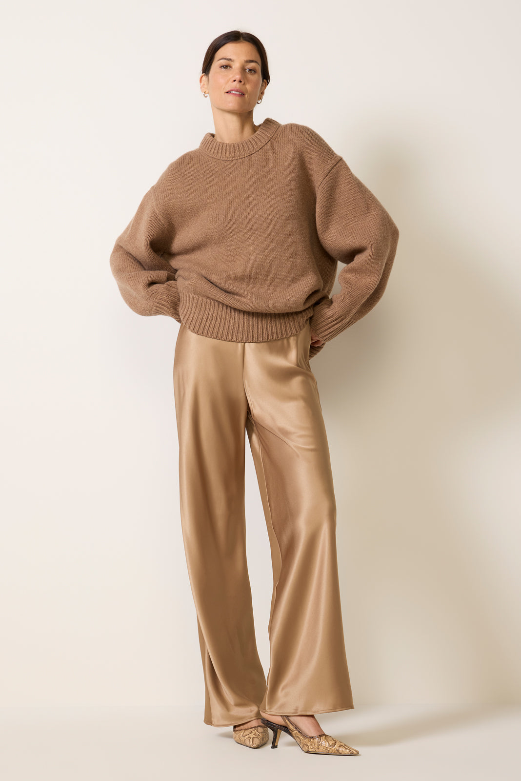 Gale Satin Mid Rise Bias Pant