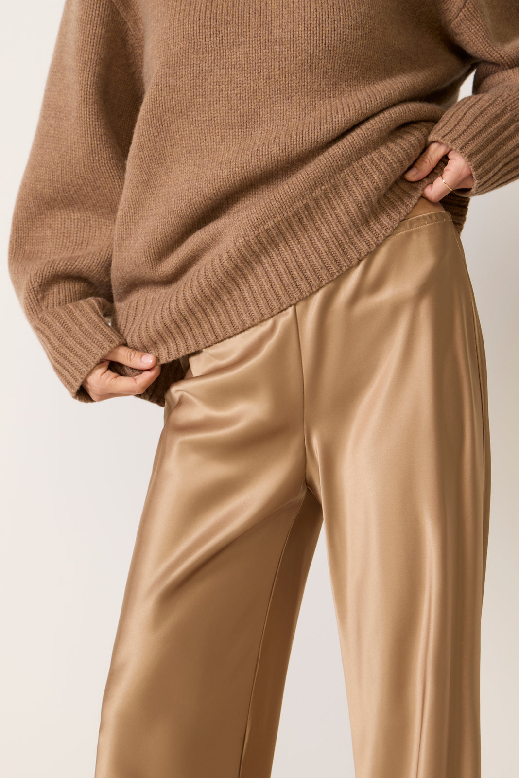 Gale Satin Mid Rise Bias Pant