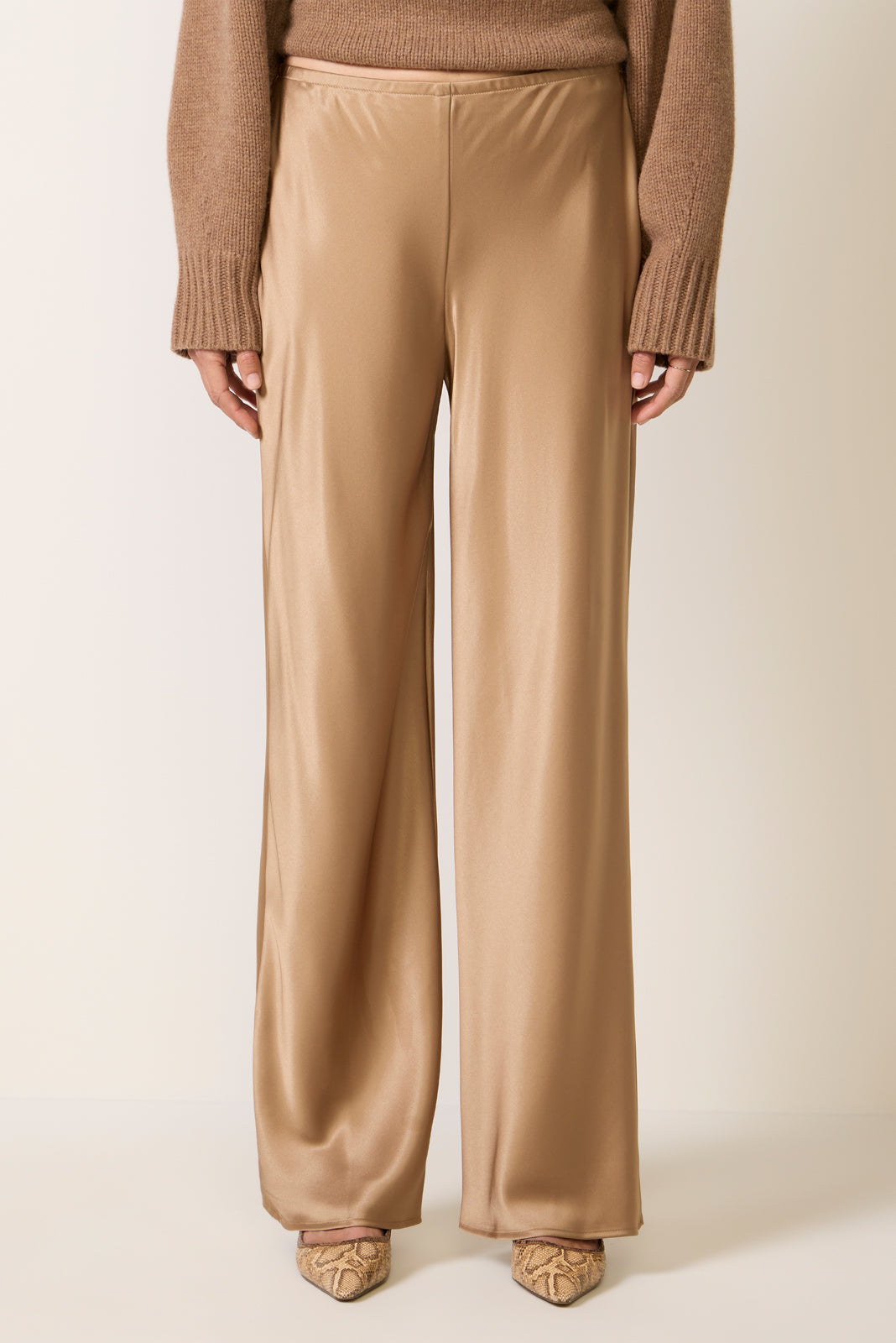 Gale Satin Mid Rise Bias Pant