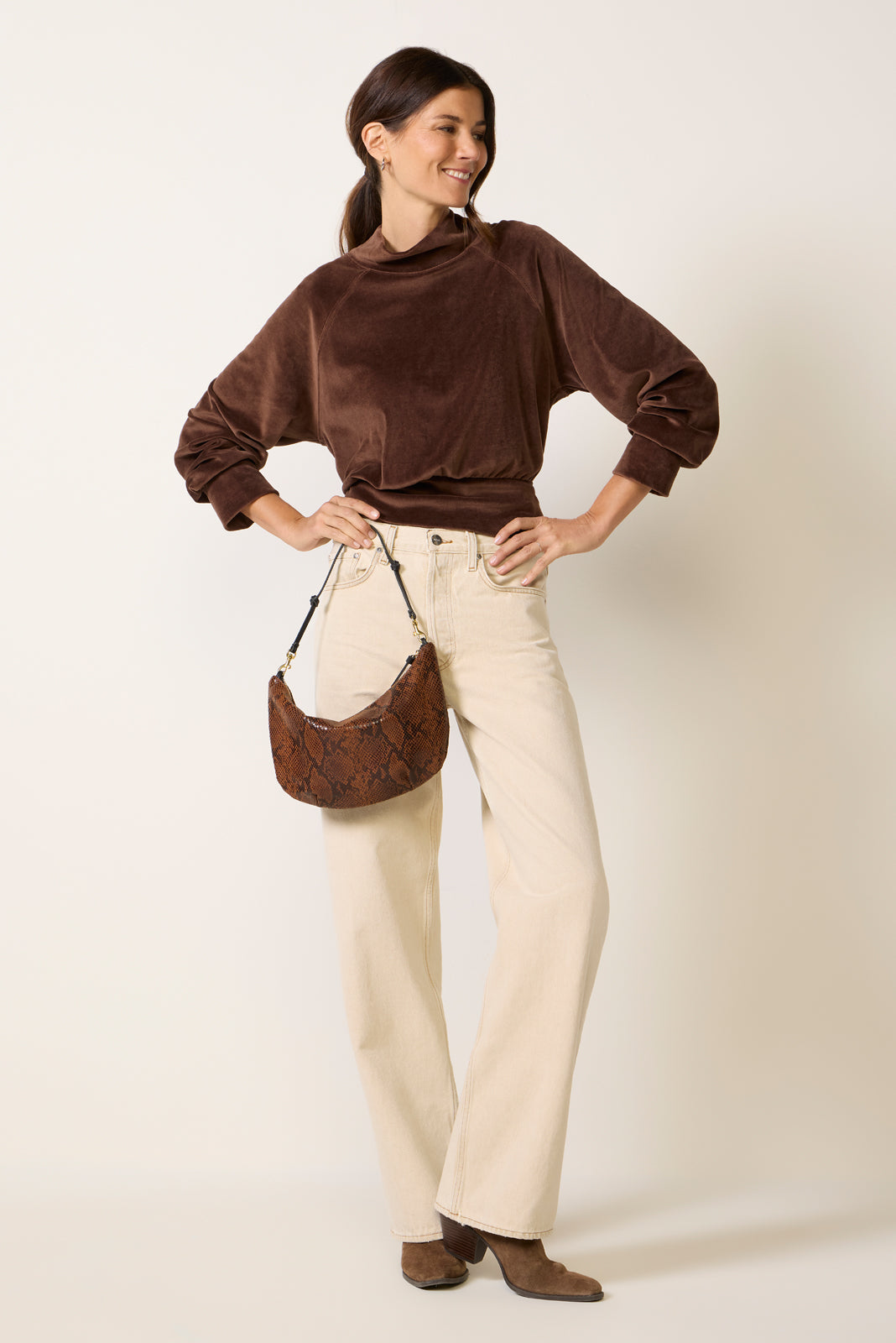 Erin Velour Mock Neck Top