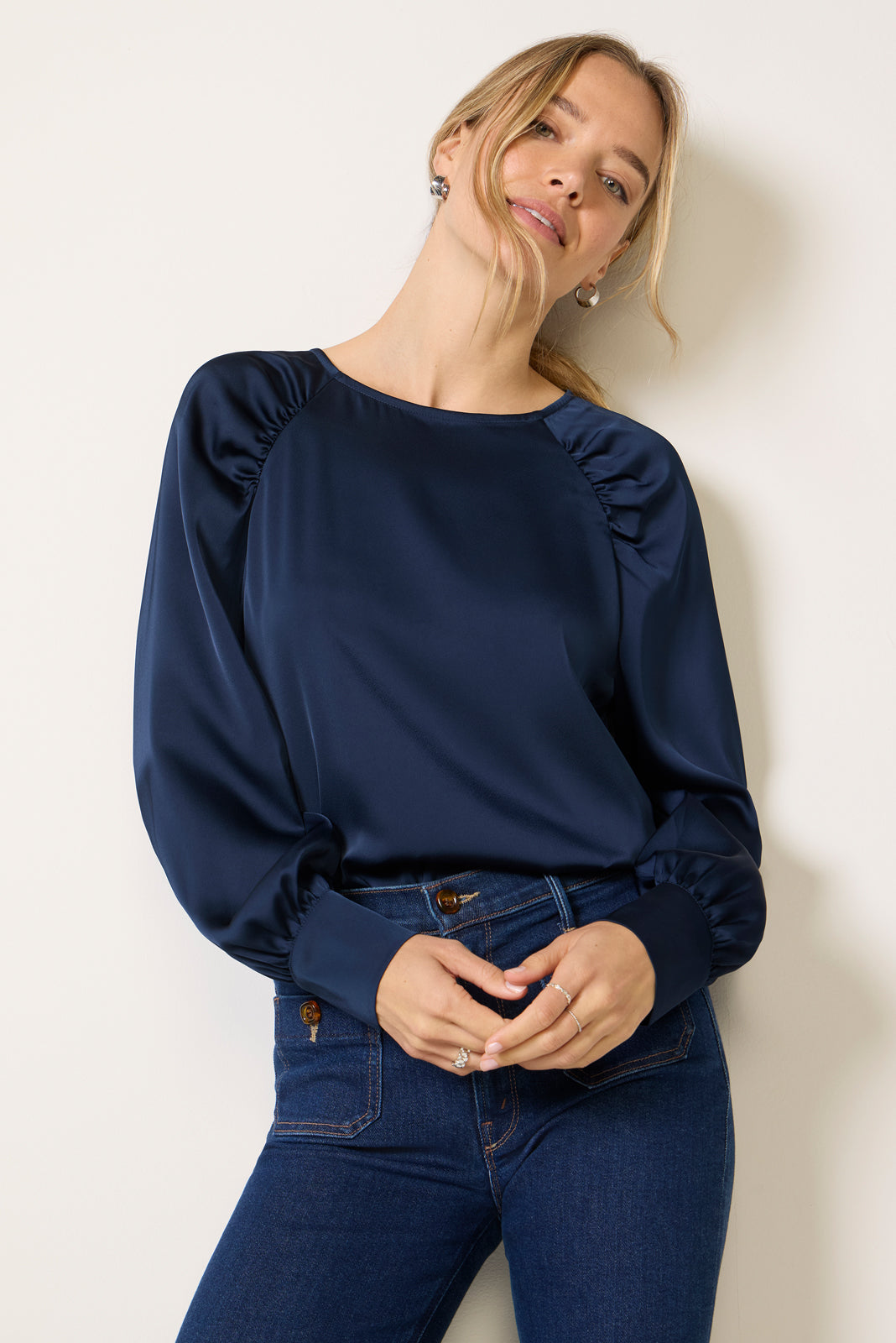 Alisha Gathered Satin Blouse