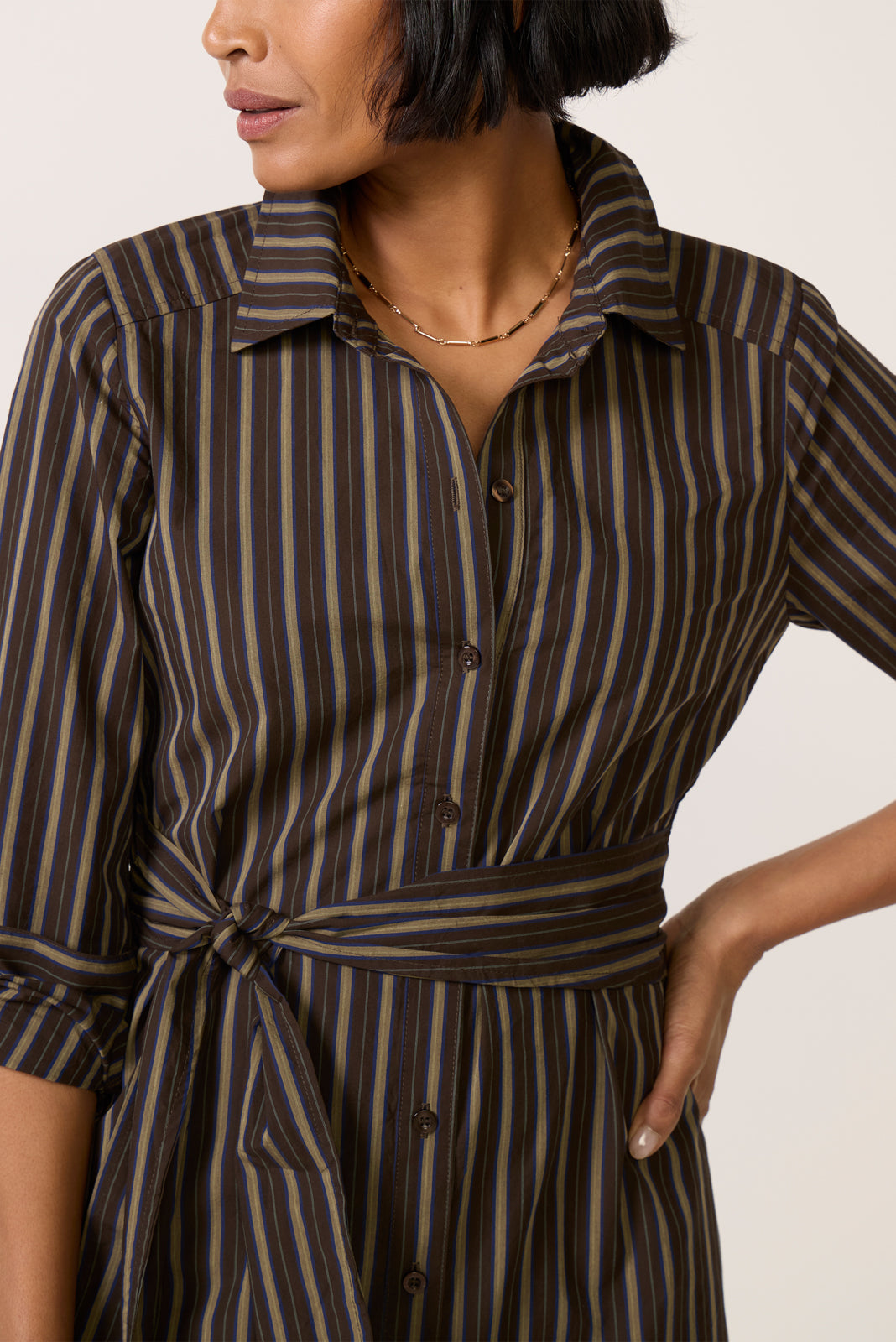 Rachel Tie Waist Mini Shirt Dress