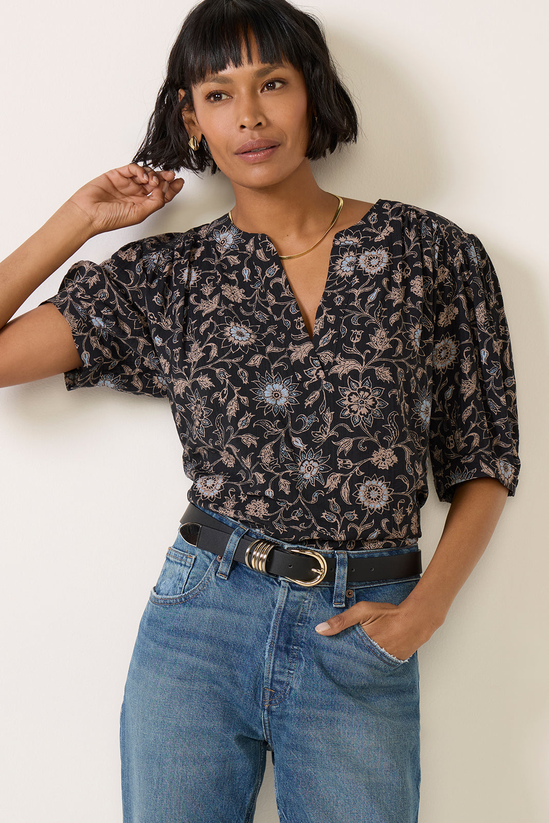 Stevie Split Neck Blouse