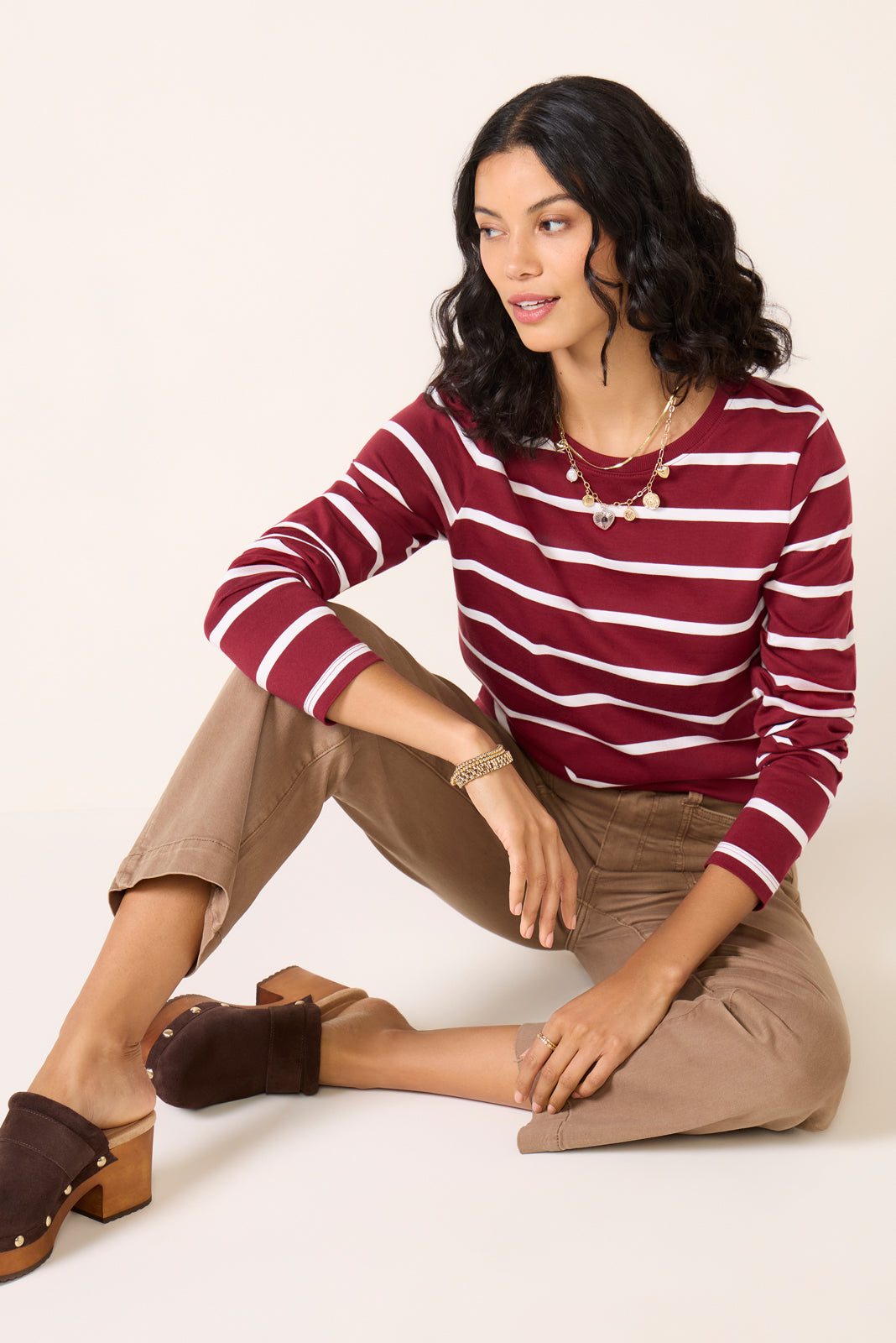Ever Perfect Long Sleeve Stripe Tee