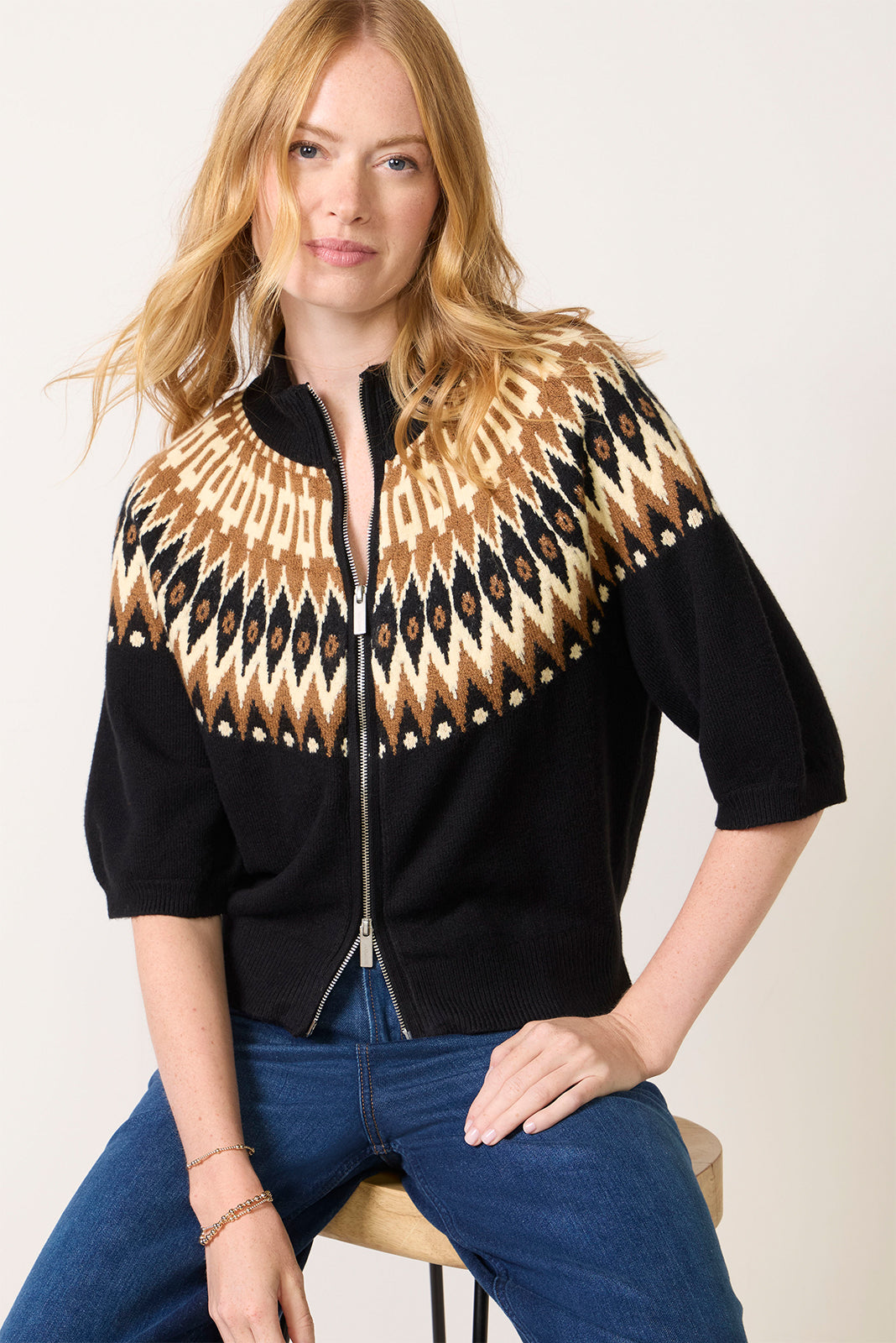Fairisle Zip Up Sweater