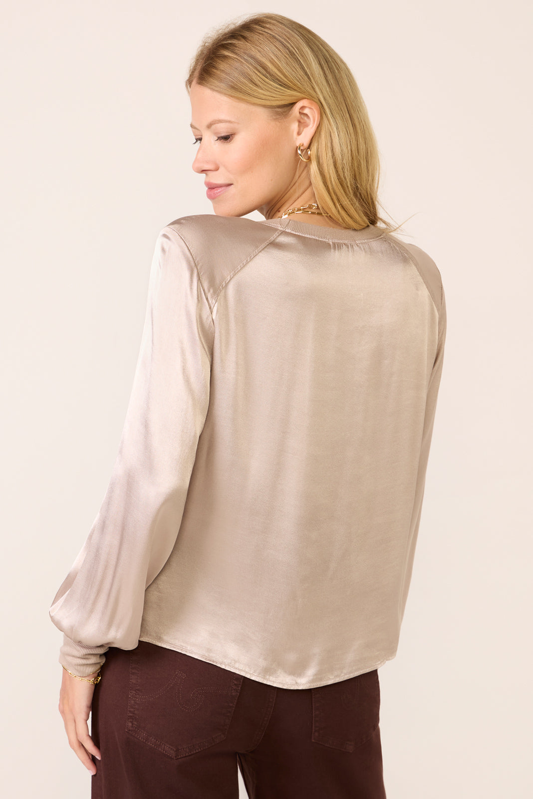 City Satin Long Sleeve Top