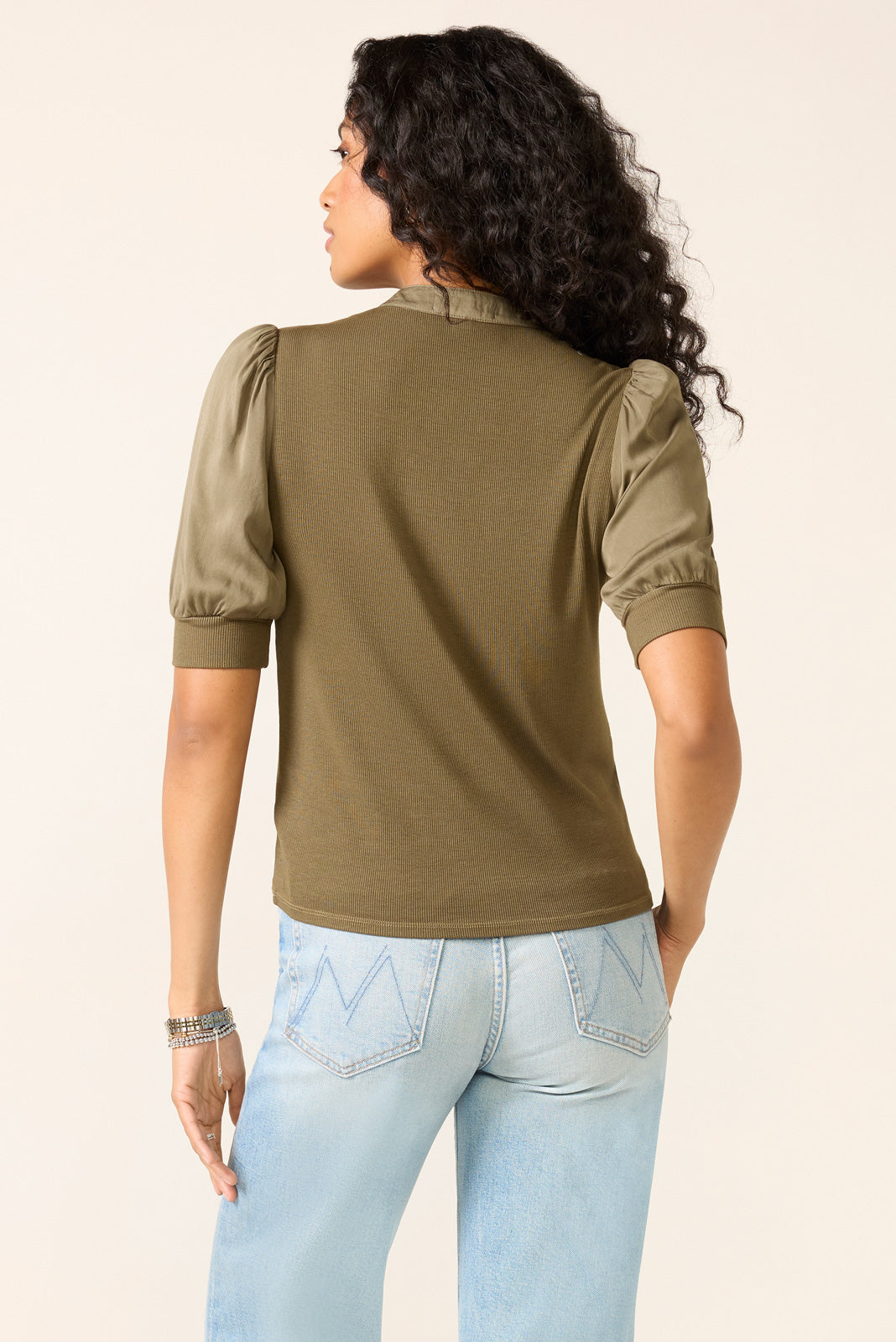 Short Sleeve Mixed Media Top