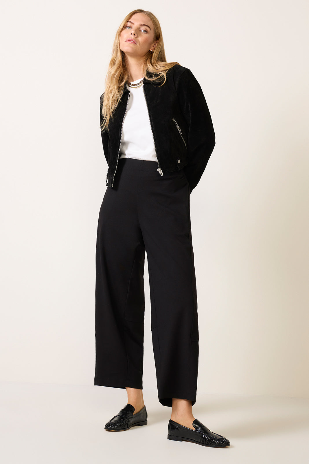 Ponte Knit Barrel Pant