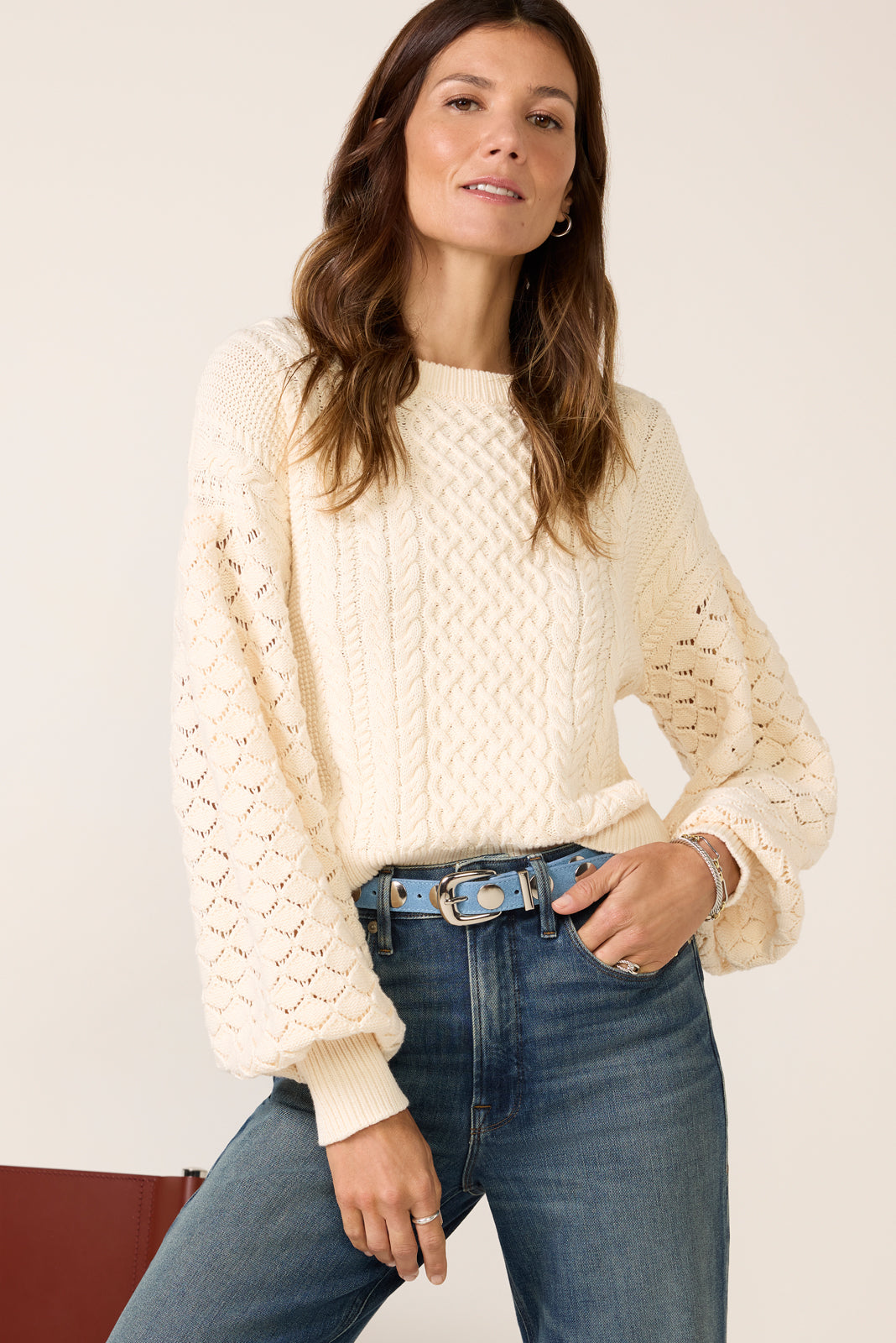 Piper Dramatic Sleeve Cable Sweater