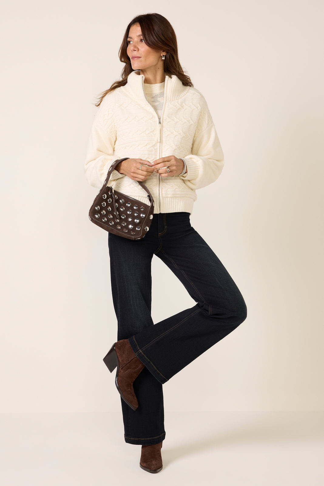 Addison Cable Knit Puffer Jacket