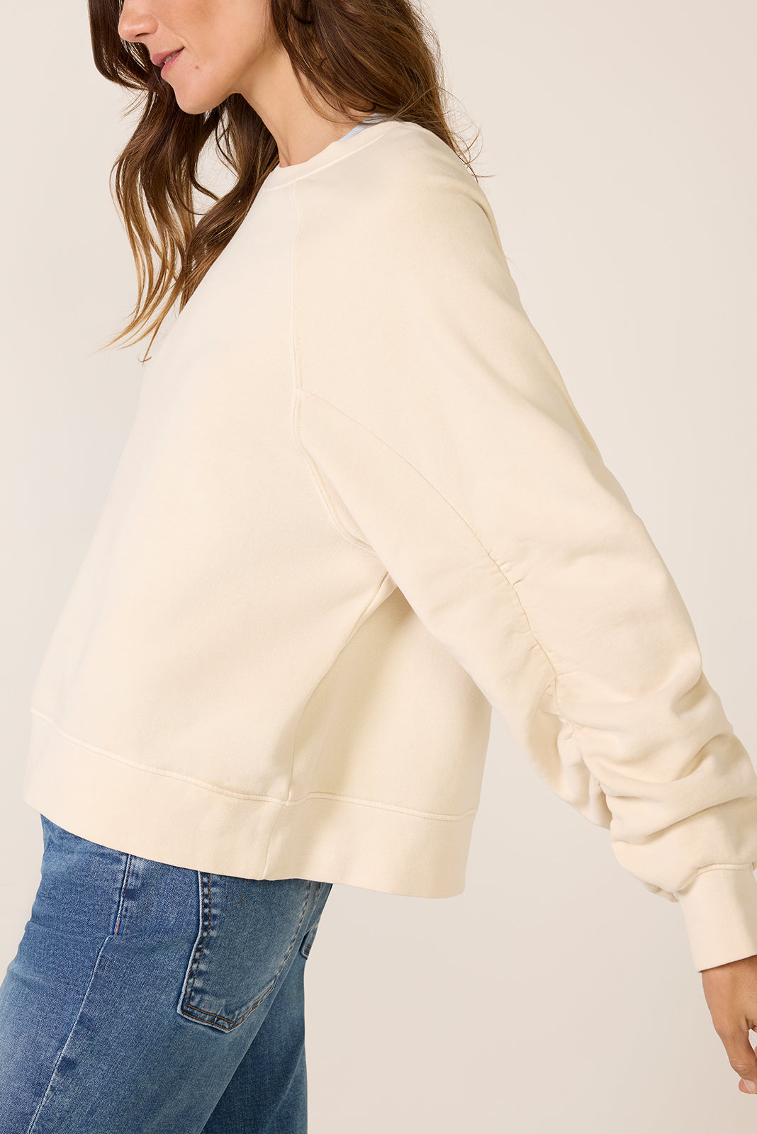 Shirred Sleeve Sweatshirt