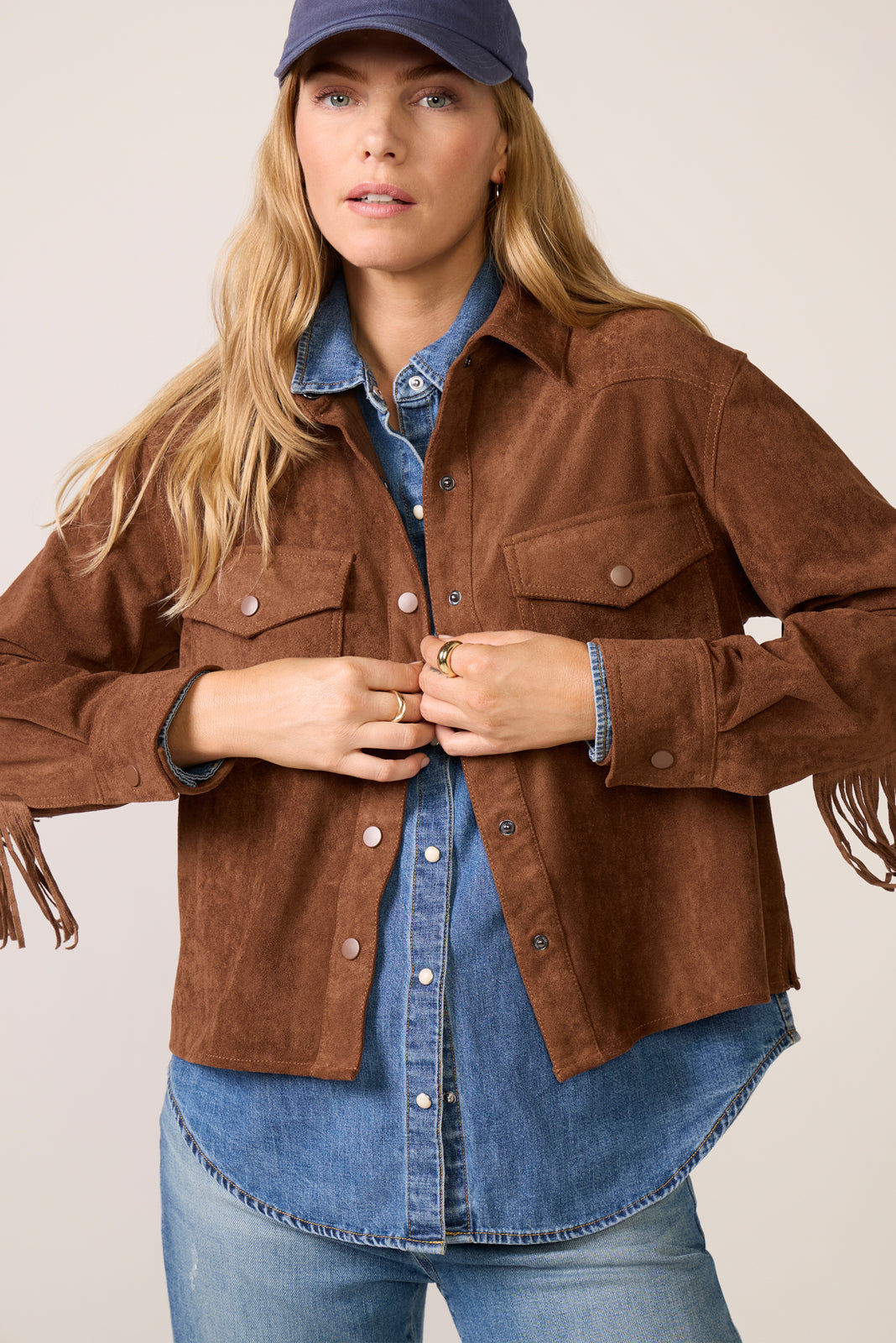 Dolly Faux Suede Fringe Shirt