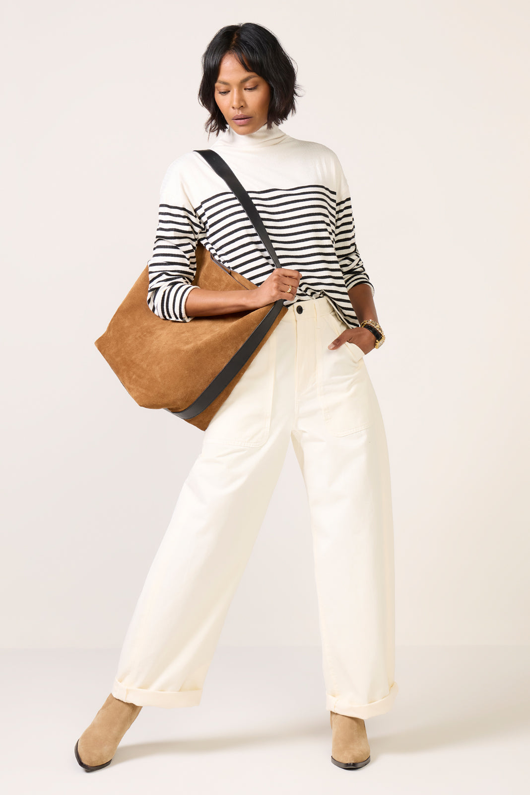 The Knit Rib Stripe Turtleneck