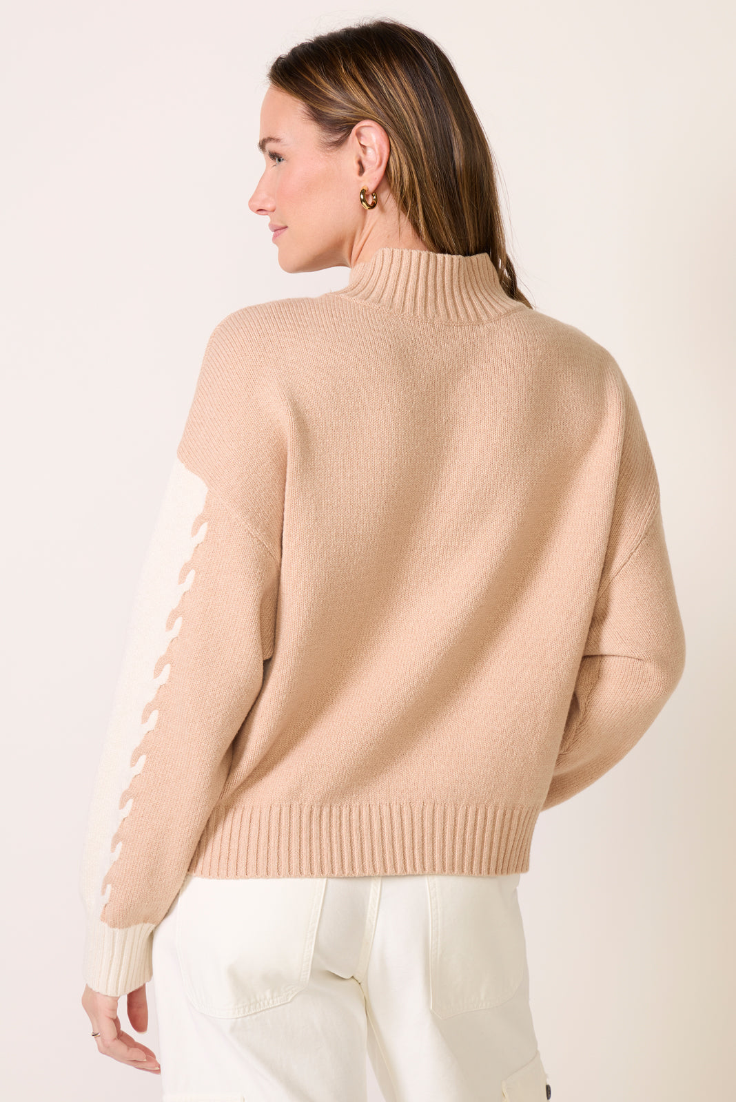 Color Block Mock Neck Pullover