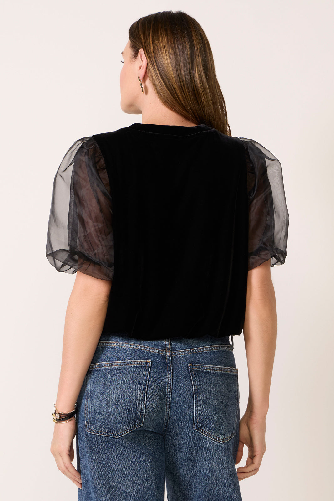 Jill Puff Sleeve Velour Bubble
