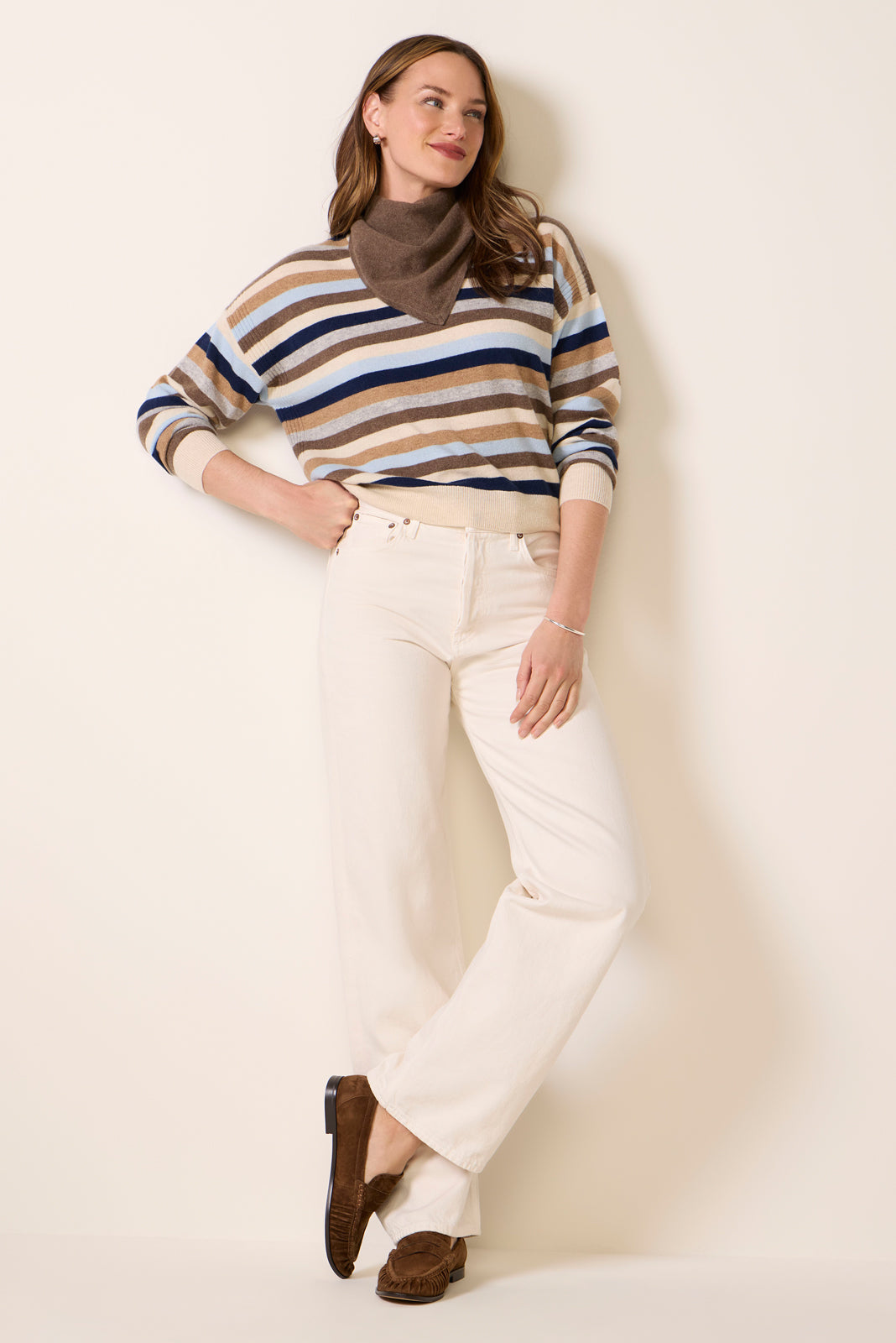 Monroe Stripe Novelty Cashmere Pullover