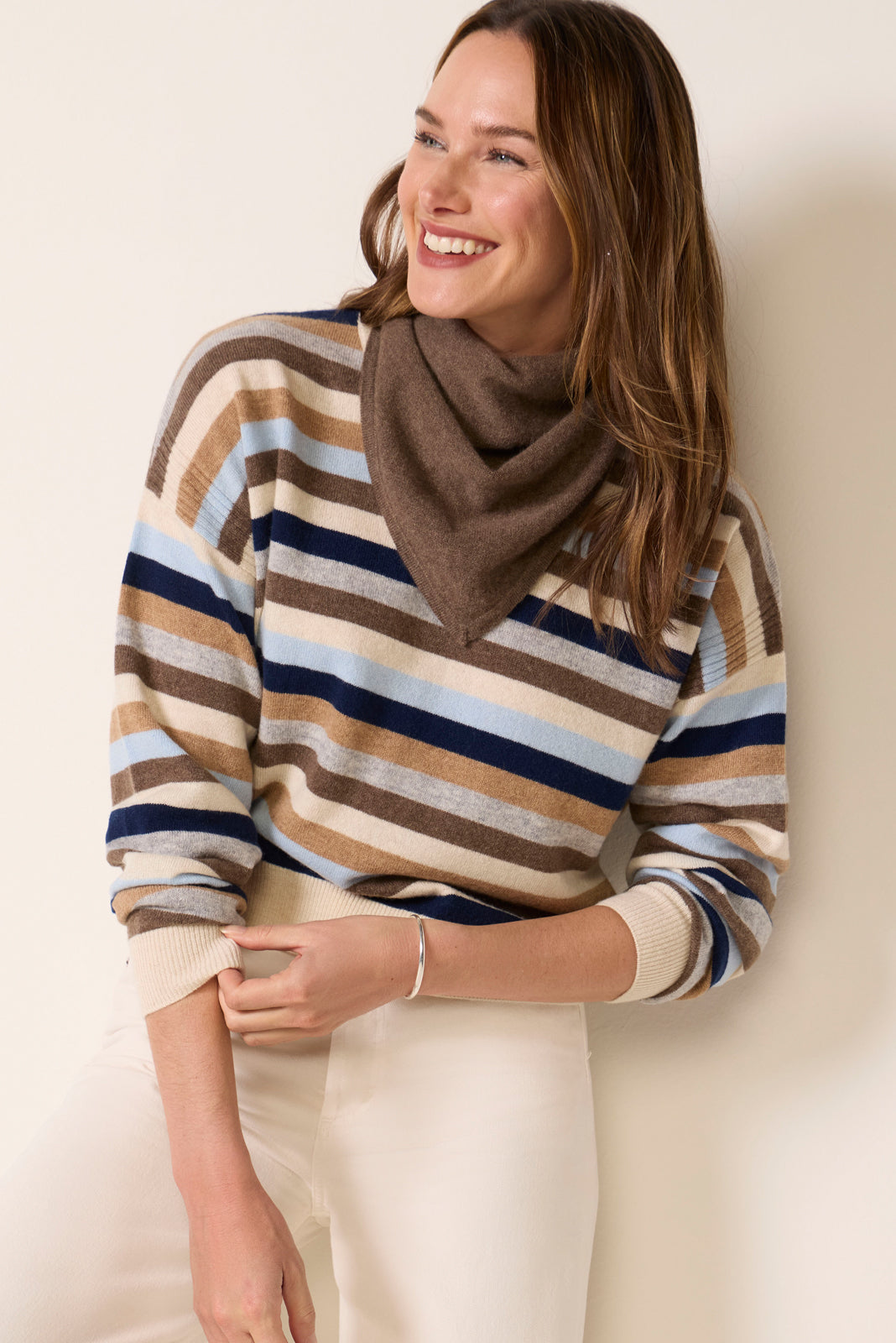 Monroe Stripe Novelty Cashmere Pullover