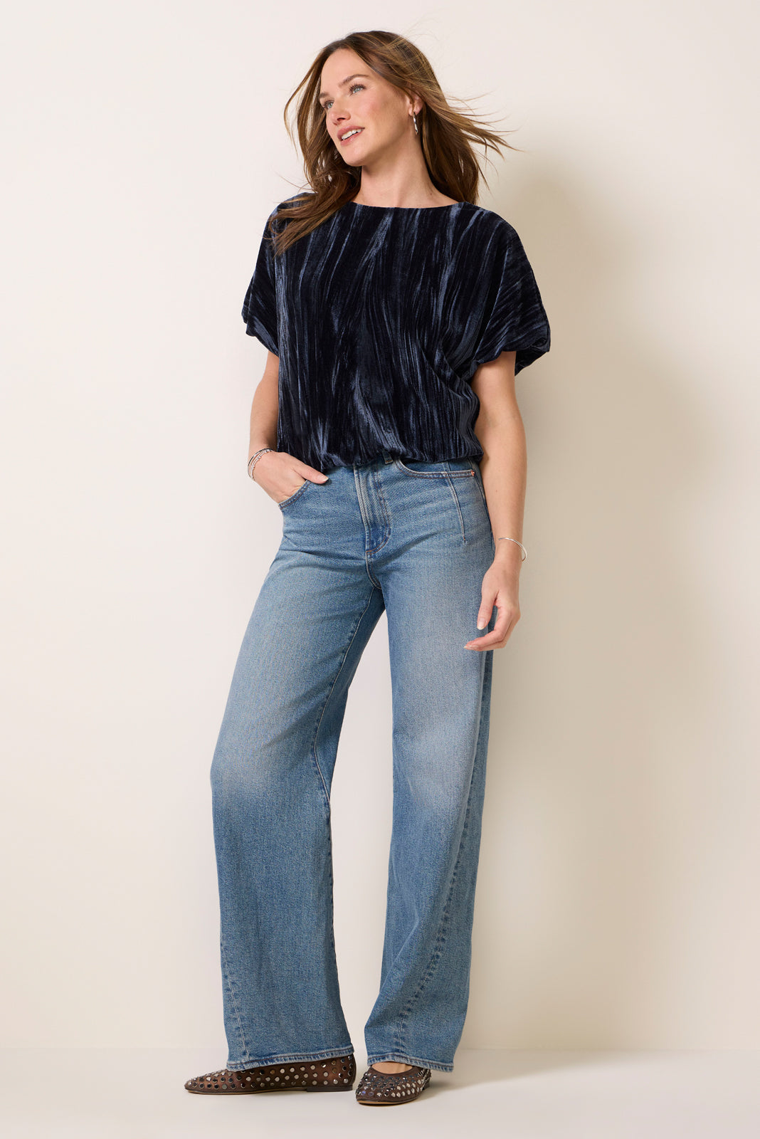 Cass Velvet Bubble Blouse