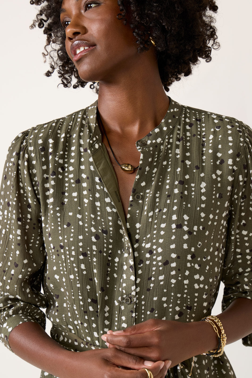 Puff Sleeve Belted Shirt Dress