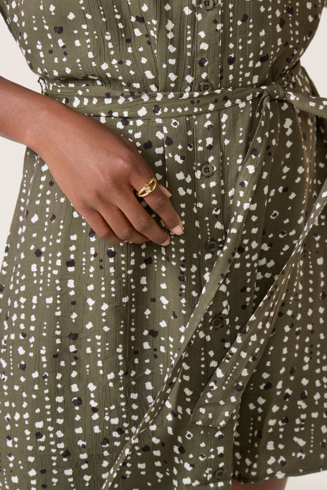 Puff Sleeve Belted Shirt Dress