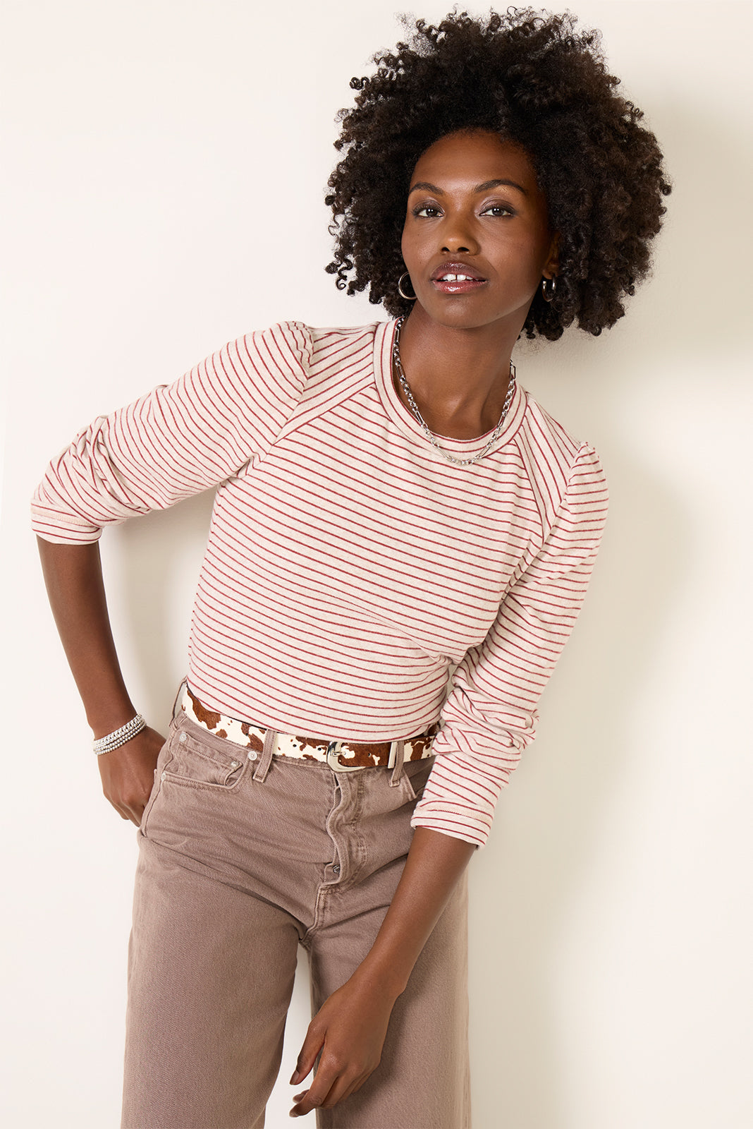 Jeanne Striped Puff Sleeve Top