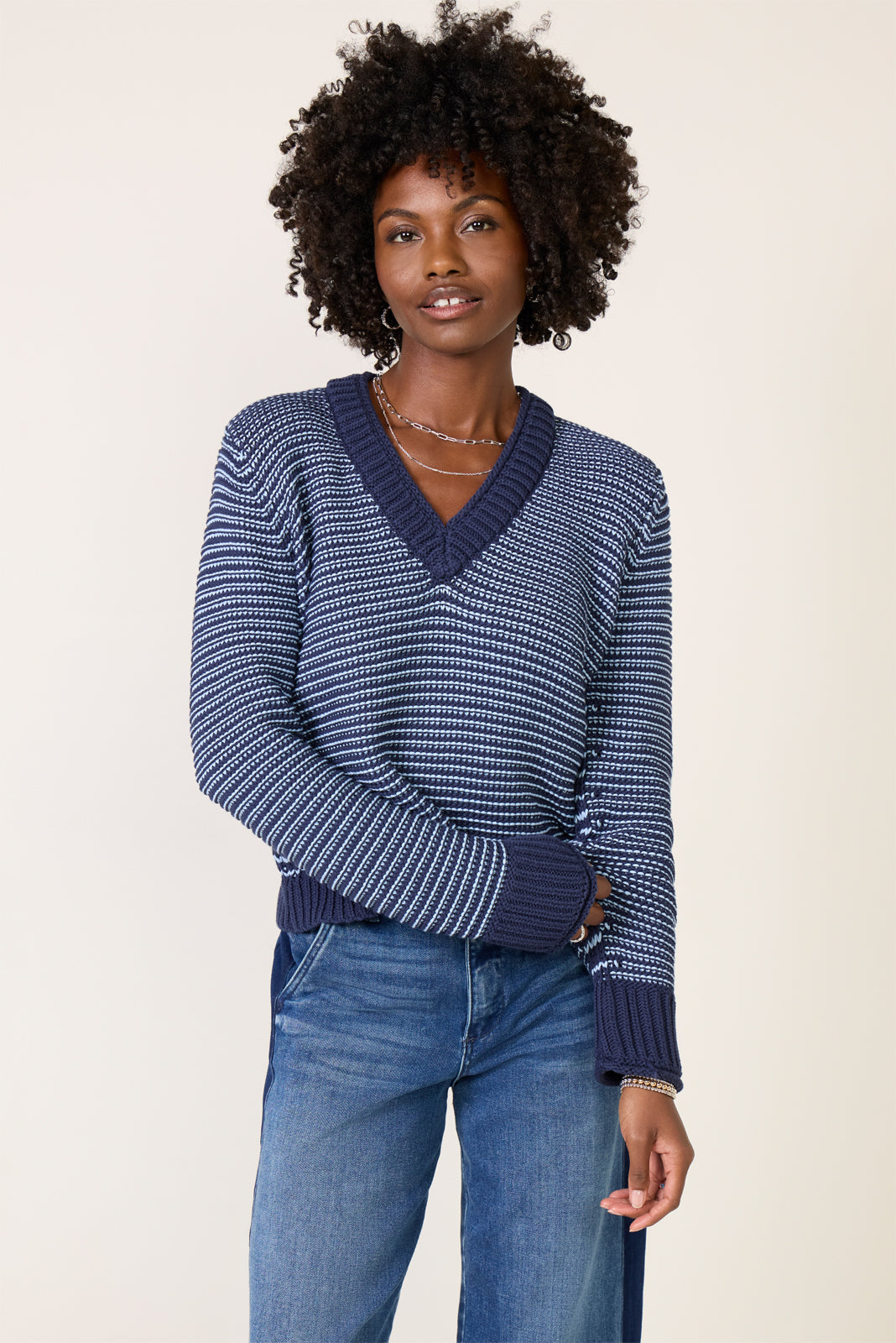 Striped Tape Yarn Sweater