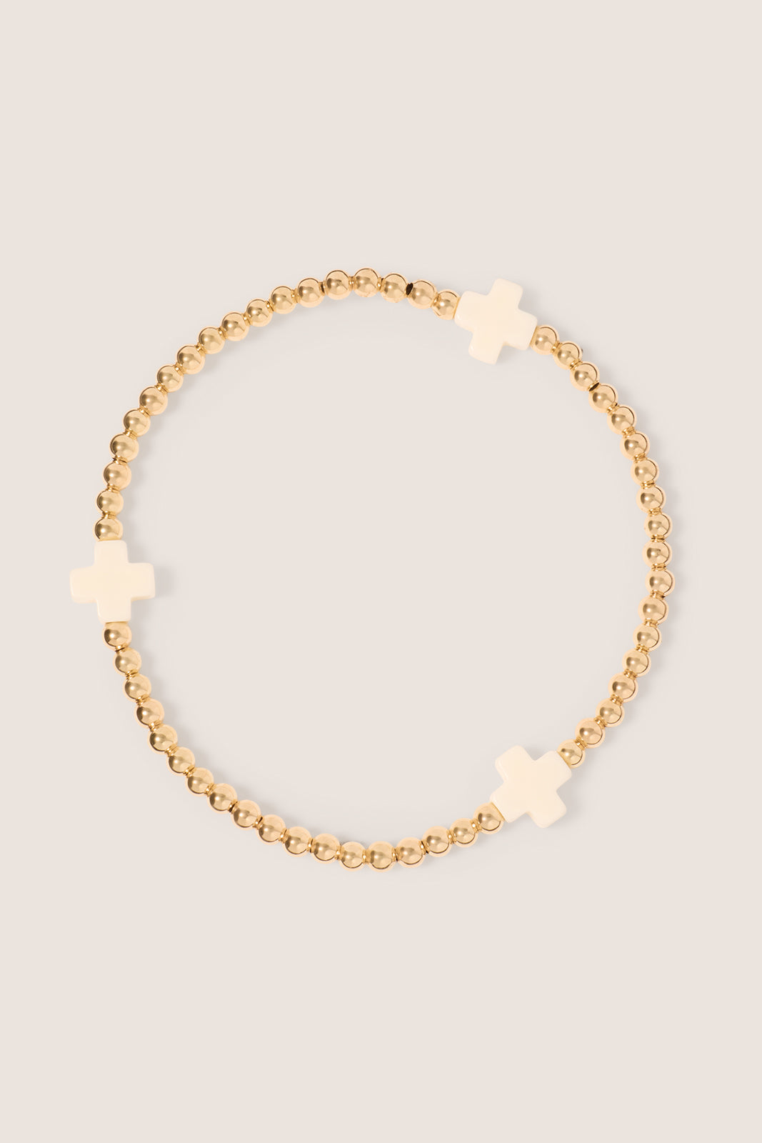 Signature Cross Gold Pattern 3mm Bead Bracelet