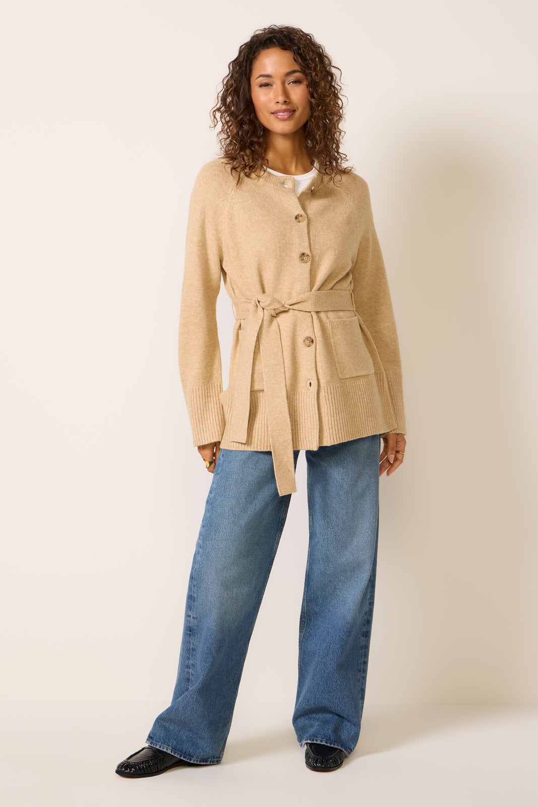 Jean Belted Long Cardigan
