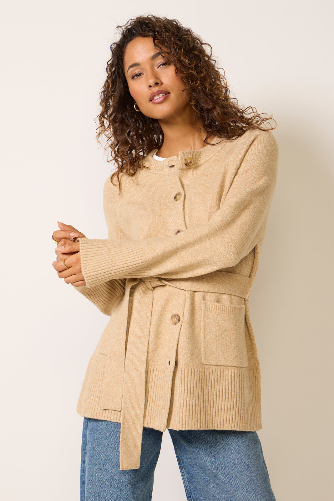 Jean Belted Long Cardigan