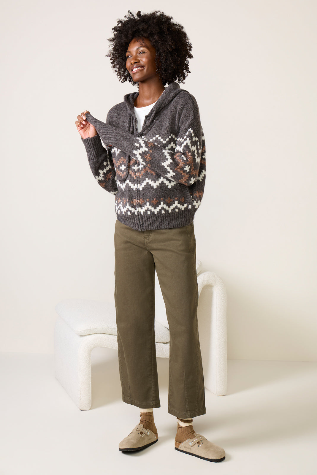 Zip-up Fair Isle Hoodie