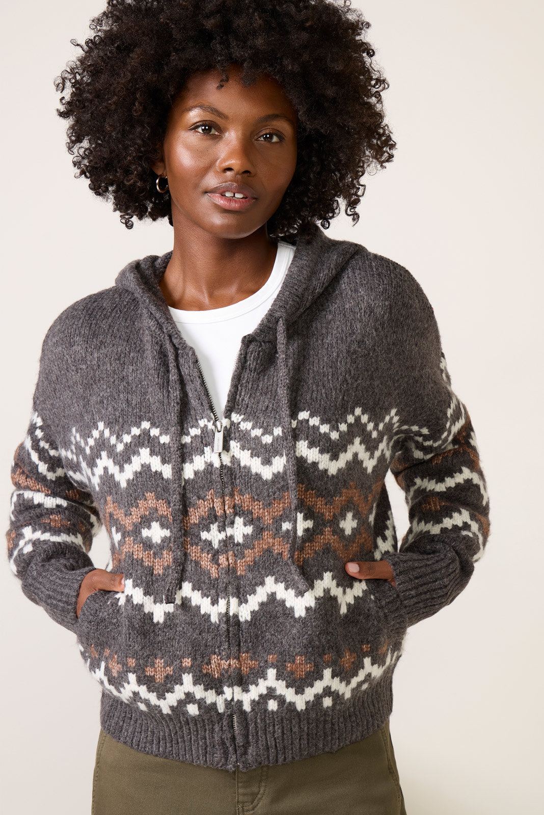 Zip-up Fair Isle Hoodie