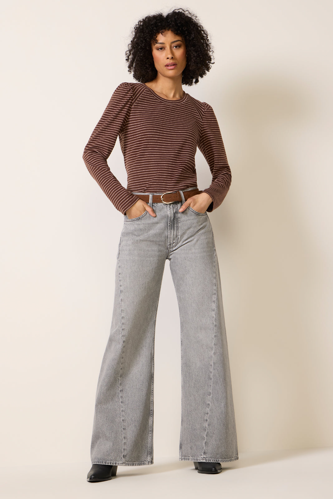 Jeanne Stripe Puff Sleeve Top
