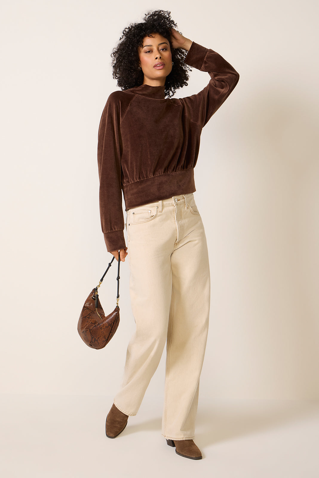 Erin Velour Mock Neck Top