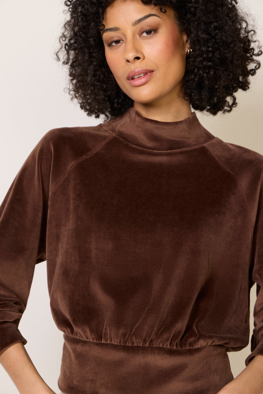 Erin Velour Mock Neck Top