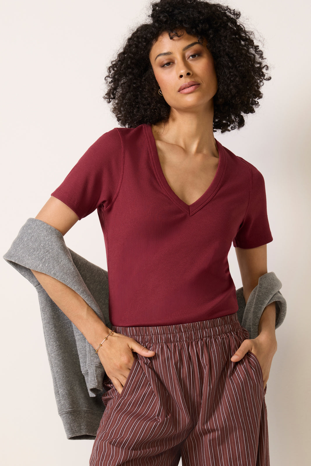 Nessa V Neck Elbow Tee